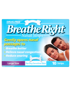 Breathe Right Nasal Strips Large Size for Dry/Sensitive Skin 10 Strips