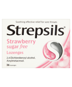 Strepsils Strawberry Sugar Free Lozenges 36 Lozenges