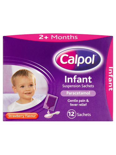Calpol Infant Suspension Sachets Strawberry Flavour 2+ Months 12 x 5ml Sachets