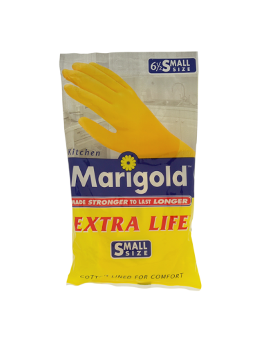 2x Marigold Extra Life Cotton Lined Strong Medium Kitchen House Gloves Yellow