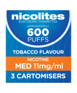Nicolites Tobacco Flavour Nicotine Med 11mg/ml 3 Cartomisers