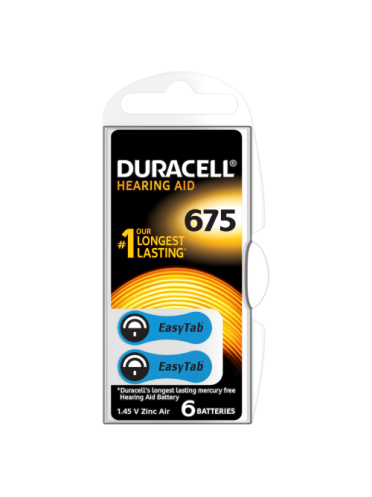 Duracell DA675 Hearing Aid Batteries 6 counts