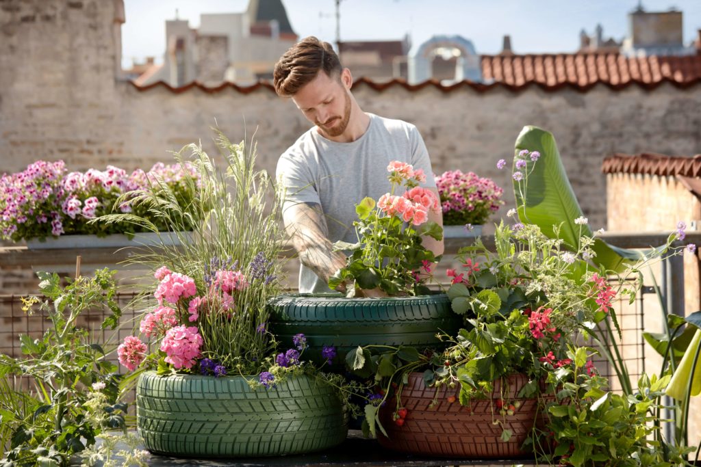 a man gardening