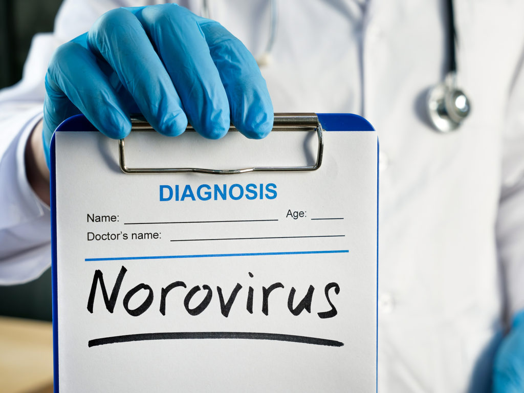 The Doctor Shows The Diagnosis Norovirus On The Form.
